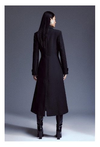 Compact Stretch Double Breasted Pleat Coat