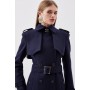 Italian Manteco Wool Blend Belted Maxi Trench Coat