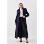 Italian Manteco Wool Blend Belted Maxi Trench Coat