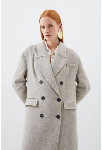 Italian Manteco Wool Blend Oversized Strong Shoulder Double Breasted Coat