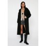 Faux Wool Double Breasted Longline Coat