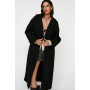 Faux Wool Double Breasted Longline Coat