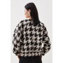 Tailored Houndstooth Jacquard Relaxed Fit Bomber Jacket