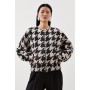 Tailored Houndstooth Jacquard Relaxed Fit Bomber Jacket