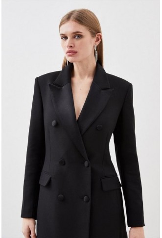 Contrast Satin Double Breasted Coat