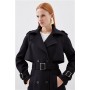 Italian Wool Blend Tailored Belted Trench Coat