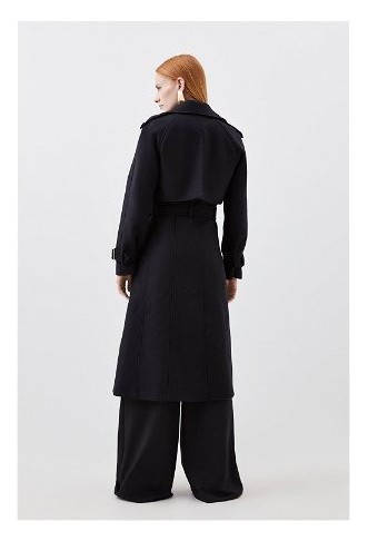 Italian Wool Blend Tailored Belted Trench Coat