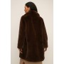 Petite Collared Faux Fur Long Coat