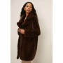 Petite Collared Faux Fur Long Coat