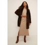 Petite Collared Faux Fur Long Coat