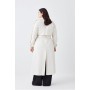 Plus Size Button Detail Belted Maxi Trench Coat