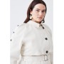 Plus Size Button Detail Belted Maxi Trench Coat