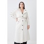 Plus Size Button Detail Belted Maxi Trench Coat