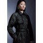 Diamond Quilt Contrast Binding Belted Trench Coat