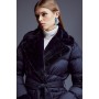 Faux Fur Lined Belted Puffer Coat