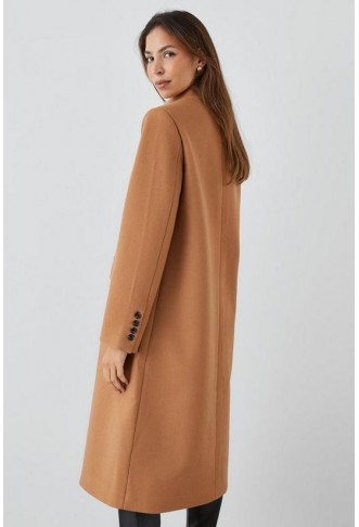 Collarless Button Through Coat