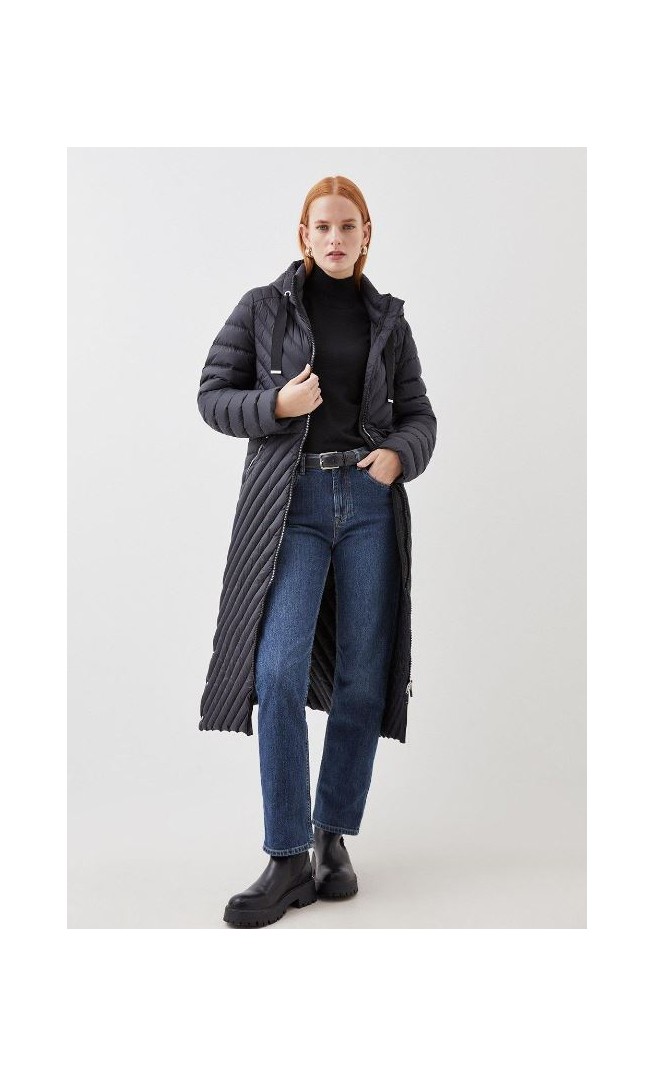 Real Down Packable Knee Length Coat