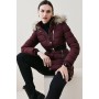 Belted Puffer Faux Fur Midi Length Hooded Coat