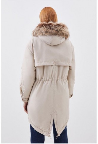 Faux Fur Hooded Padded Parka Coat