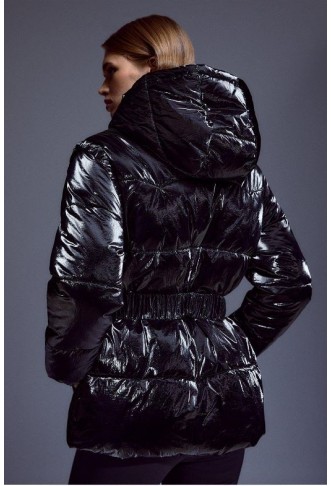 High Shine Hooded Detachable Puffer Coat