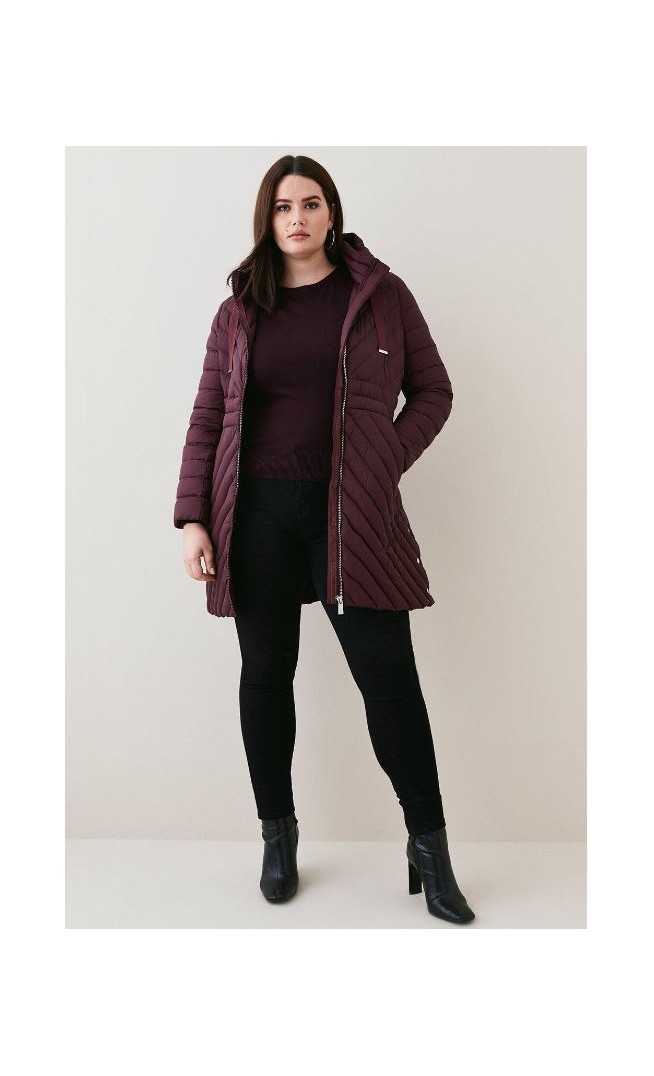 Berry Plus Size Down Filled Puffer Packable Midi Coat