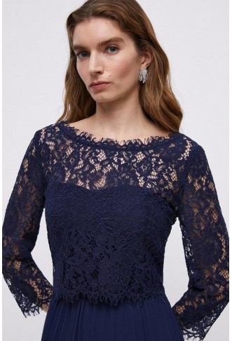 Removable Lace Top Two In One Bandeau Bridesmaid Dress