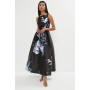 Premium Print Twill Full Skirt Midi Dress