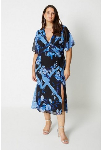 Plus Size Printed Tie Front...