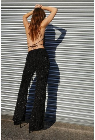 Tassel Beaded Relaxed Fit Trousers