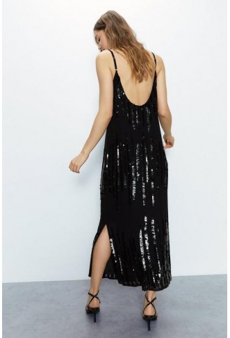 Stripe Sequin Midi Slip Dress