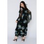 Plus Waterfall Sleeve Plunge Floral Maxi Dress