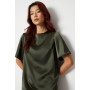 Relaxed Fit Boxy Satin Tee Shirt Dress