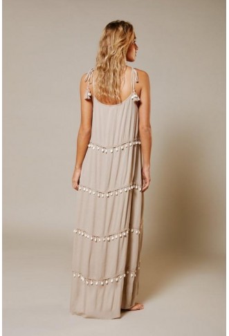 Crinkle Viscose Shell Tiered Maxi Dress
