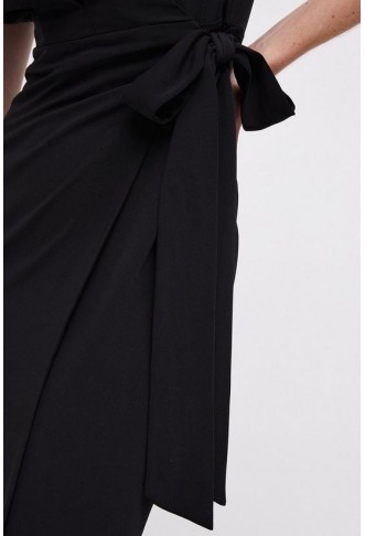 Wrap Top Pencil Skirt Midi Dress