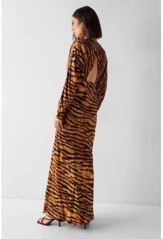 Petite Animal Print Premium Satin Batwing Dress