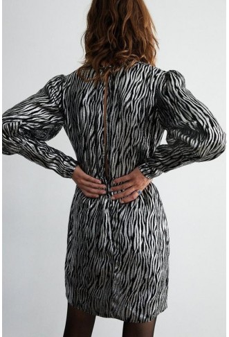 Sparkle Animal Jacquard Wrap Mini Dress