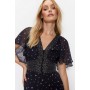 Diamante Star Print Short Sleeve Jumpsuit