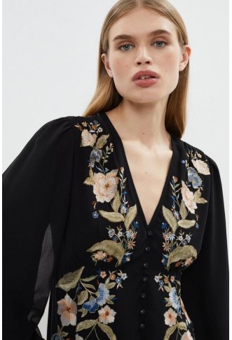 Mirrored Orchid Button Through Midi Dress