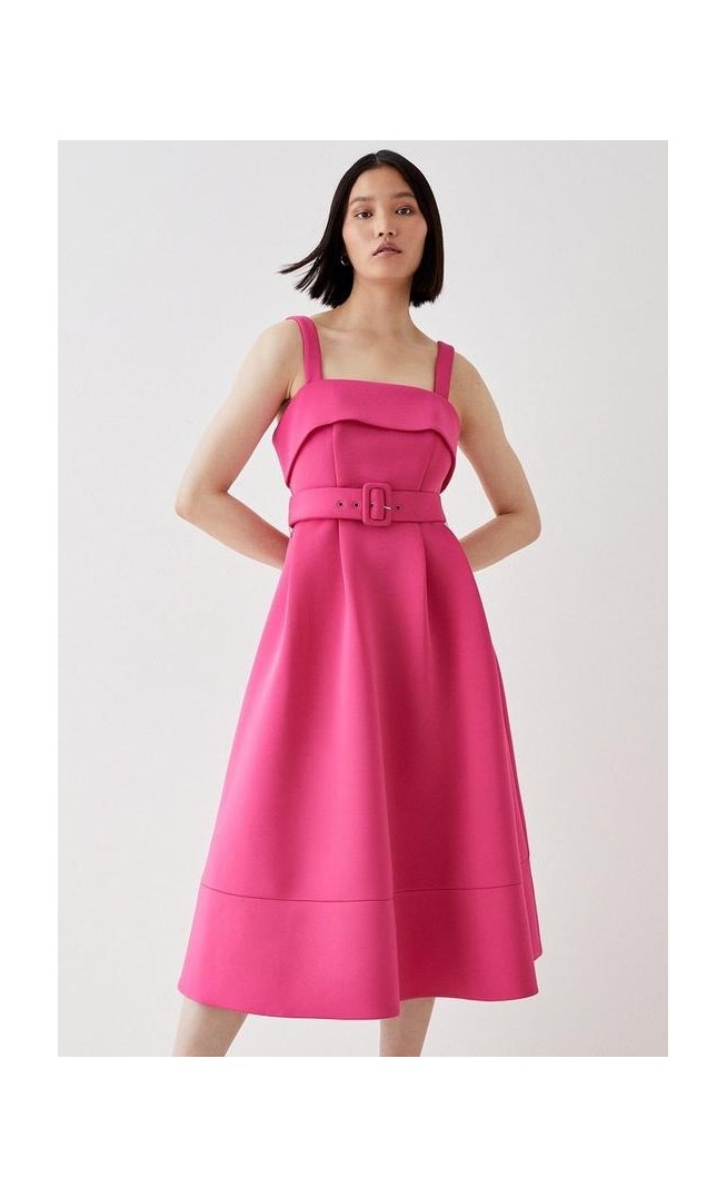 Cami Top Full Skirt Scuba Midi Dress