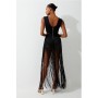 Black Bandage V Neck Cut Out Fringed Swimsuit