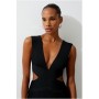 Black Bandage V Neck Cut Out Fringed Swimsuit