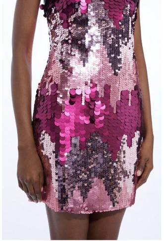 Disc Sequin Halter Mini Dress