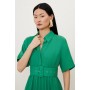 Pleated Georgette Belted Shirt Mini Dress