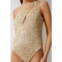 Sequin Cut Out Asymmetric Thong Swimsuit