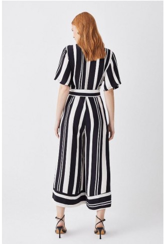 Mono Mixed Stripe Short Sleeve Jumpsuit