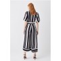 Mono Mixed Stripe Short Sleeve Jumpsuit