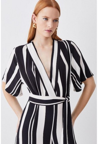 Mono Mixed Stripe Short Sleeve Jumpsuit