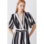 Mono Mixed Stripe Short Sleeve Jumpsuit