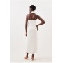 Tailored Premium Twill Halter Neck Sleeveless Maxi Dress