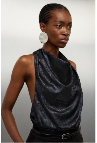 Halter Neck Metallic Woven Top